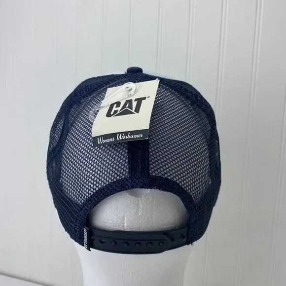 CAT Diesel Light Blue Trucker Hat Navy Mesh Snapback Caterpilllar Spelled Out - Picture 4 of 6